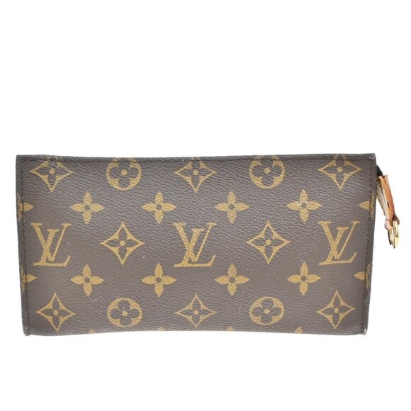 LOUIS VUITTON Logo BUCKET GM Pouch Bag Monogram Leather Brown France 66AA027 - Picture 1 of 14